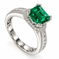 Anillo Lujoso de Esmeralda en Plata .925