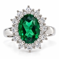 Elegante Anillo de Plata de Ley con Esmeralda