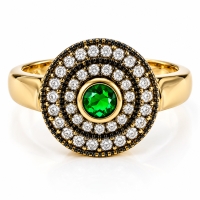 Anillo de Esmeralda Creada Con Baño de Oro
