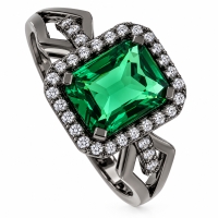 Anillo de Plata Negra con una Hermosa Esmeralda