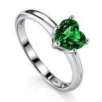 Anillo de Corazon Esmeralda Con Plata