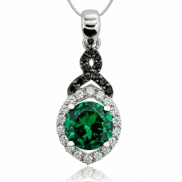 Hermoso Dije de Plata .925 con Piedra de Esmeralda en Corte Circular y Zirconias