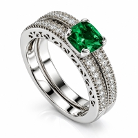 Doble Anillo de Plata Esmeralda