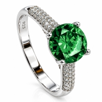 Anillo Solitario con Esmeralda Corte Redonda