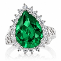 Enorme Anillo de Esmeralda en Plata .925