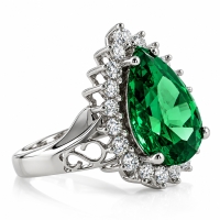 Enorme Anillo de Esmeralda en Plata .925