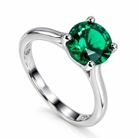 Elegante Anillo de Plata de Ley con 8 mm Esmeralda