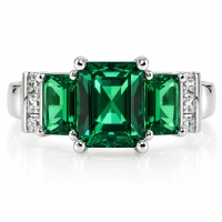 Anillo de Plata .925 con 3 Joyas de Esmeralda