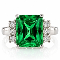 Anillo de Corte Esmeralda Plata 925 Verde