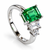 Anillo de Esmeralda Con Tres Piedras
