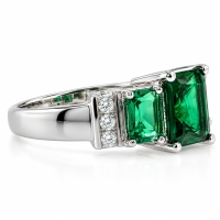 Anillo de Plata .925 con 3 Joyas de Esmeralda