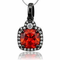 Dije de Ópalo de Fuego Con Plata Negra Y Zirconia