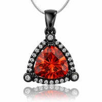 Hermoso Dije de Ópalo de Fuego en Corte Triangular y Plata Negra