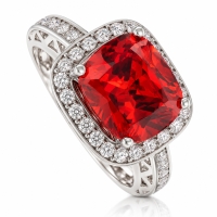 Anillo de Plata .925 con Ópalo de Fuego corte Cuadrado