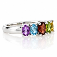 Hermoso Anillo de Plata .925 con Múltiples Gemas