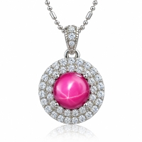 Collar de Rubi Estrella Con Diamantes Simulados