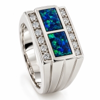 Anillo de Plata Unisex con Opalo Australiano