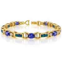 Pulsera de Plata .925 con Baño de Oro 14K, Tanzanita y Opalo Australiano