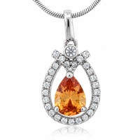 Dije de Zafiro Naranja en Plata .925