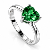 Anillo de Esmeralda en Plata de Ley 925 Corazón
