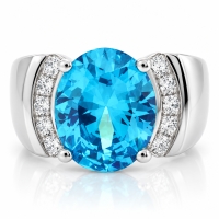 Grandioso Anillo de Plata y Topacio Azul