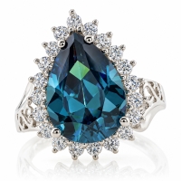 Anillo Elegante de Plata .925 con Alejandrita Azul/Verde
