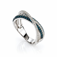 Anillo de Oro Solido de 14K con Diamantes Azules 0.66 Quilates