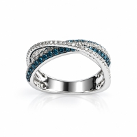 Anillo de Oro Solido de 14K con Diamantes Azules 0.66 Quilates
