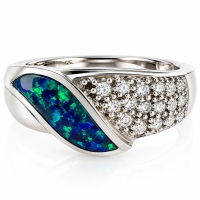 Anillo de Plata con Opalo y Zirconias Incrustadas