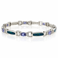 Pulsera de Plata .925 con Tanzanita y Ópalo Australiano