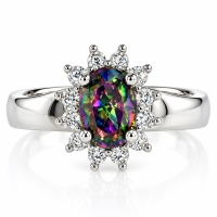 Anillo de Plata Esterlina con Topacio Mistico