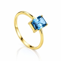 Anillo de Oro 14K Topacio Londres Genuina