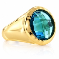 Hermoso Anillo de Plata con Topacio Azul, Anillo Martillado