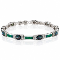 Elegante Pulsera de Plata de Ley .925 con Topacio y Ópalo