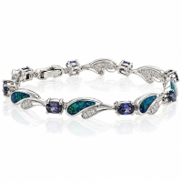 Hermosa Pulsera de Plata de Ley .925 con Topacio y Ópalo