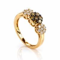 0.75 Ctw Anillo de Flor Oro Amarillo de 14K con Diamante Chocolate