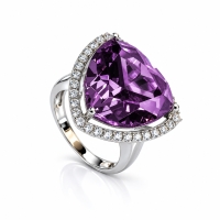 Anillo de Alejandrita Corte Trillion Azul / Purpura To Pink 18 mm