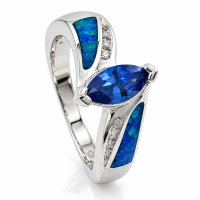 Anillo de Plata 925 con Opalo y Tanzanita