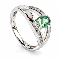 Anillo de Alejandrita y Plata con Ópalo en Corte Ovalado