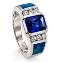 Tanzanita y Opalo en Anillo de Plata