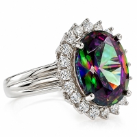 Anillo de Topacio Místico y Zirconias
