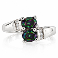 Anillo con 2 Gemas de Topacio Mistico en Plata