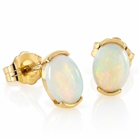 Preciosos Aretes de Oro de 14K con Ópalo Blanco Natural