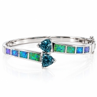 Brazalete de Plata de Ley con Alejandrita y Ópalo Blanco