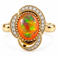 Anillo de Plata con Chapa de Oro y Opalo Amarillo