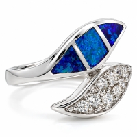 Anillo de Plata .925 con Opalo Australiano en forma de Hoja