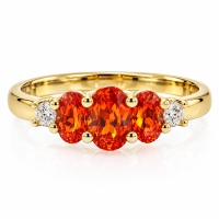 Anillo con 3 Gemas Opalo de Fuego en Plata con un Baño de Oro 14K