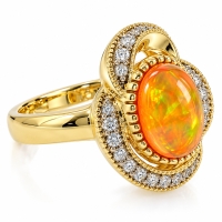Anillo de Plata con Chapa de Oro y Opalo Amarillo