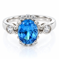 Anillo de Topacio Azul en Plata Esterlina