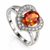 Anillo de Corazon con Ópalo Cereza de Fuego